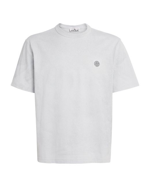 Stone Island White Organic Cotton Laminated T-Shirt for men