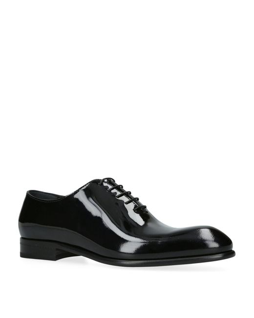 Zegna Black Patent Leather Vienna Oxford Shoes for men
