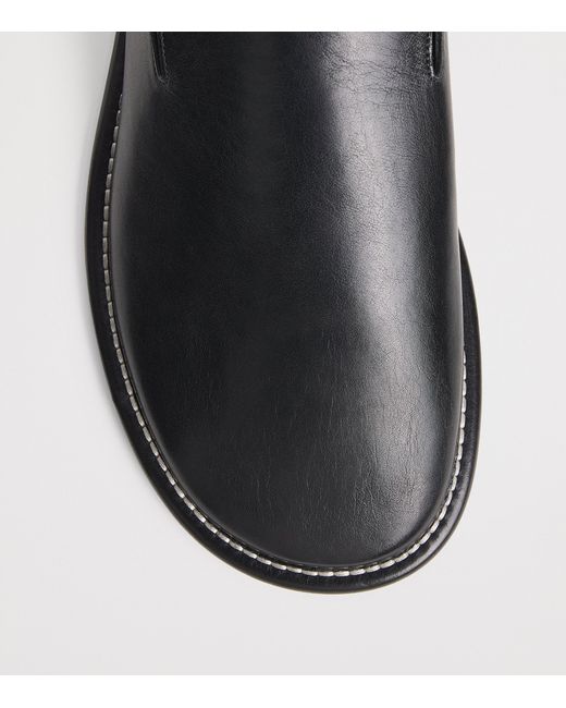 AMI Black Leather Slippers for men