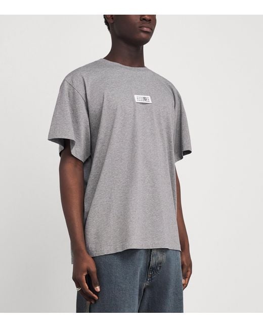 MM6 by Maison Margiela Gray Cotton Numeric Tab T-Shirt for men