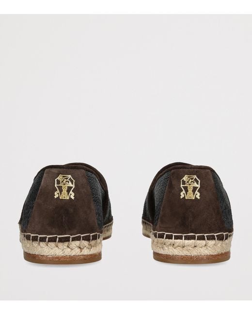 Brunello Cucinelli Black Suede-Trim Espadrilles