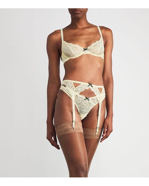 Fleur du Mal White Lace Bianca Suspender Belt