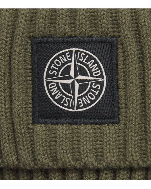 Stone Island Green Rws Wool Compass Beanie for men