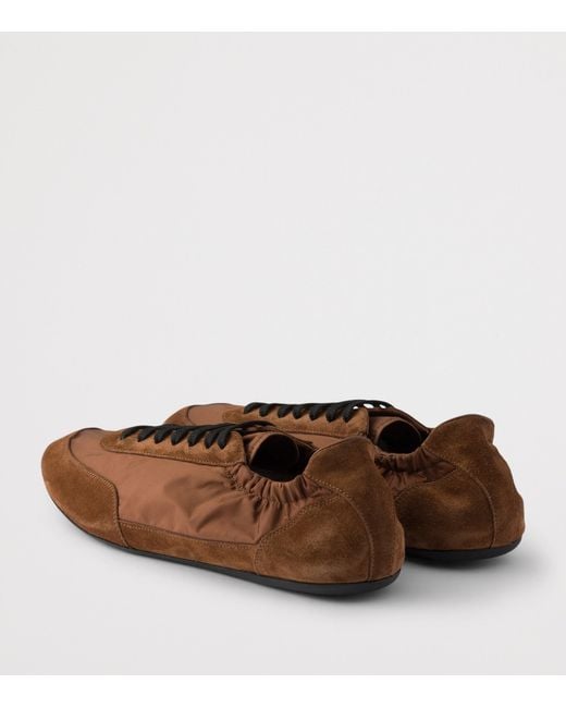 Prada Brown Re-Nylon-Suede Collapse Sneakers for men