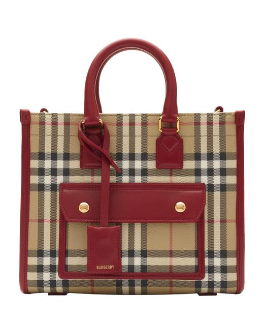 Burberry Red Mini Check Freya Tote Bag