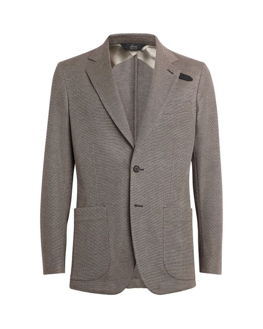 Brioni Gray Silk-Wool Single-Breasted Blazer for men