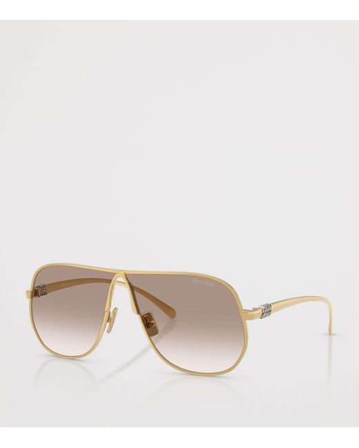 Miu Miu Metallic Metal Mu Af6S Pilot Sunglasses