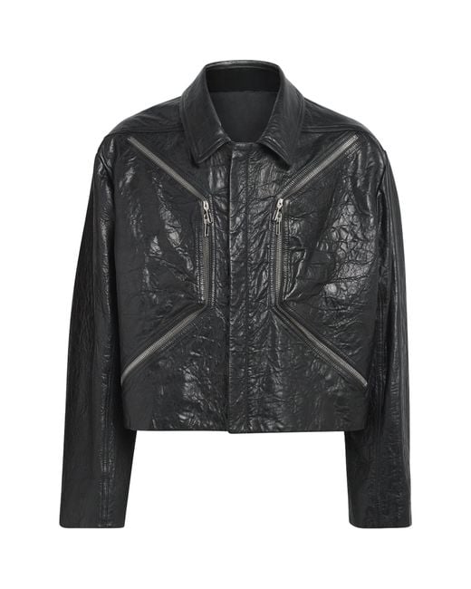 Rick Owens Black Leather Heizer Mac Jacket for men