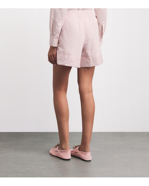 Claudie Pierlot Pink Cotton-Blend Pinstripe Shorts