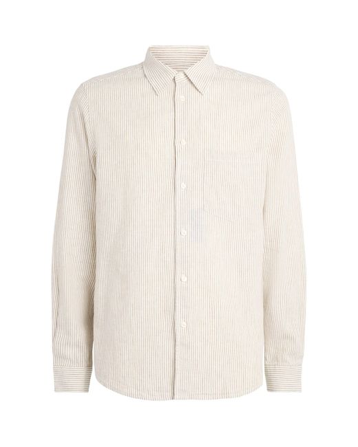 Samsøe & Samsøe White Linen-Organic Cotton Stripe Saliam Shirt for men