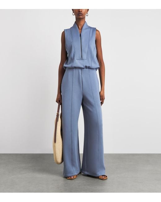 Spanx Blue Airessentials Half-Zip Jumpsuit