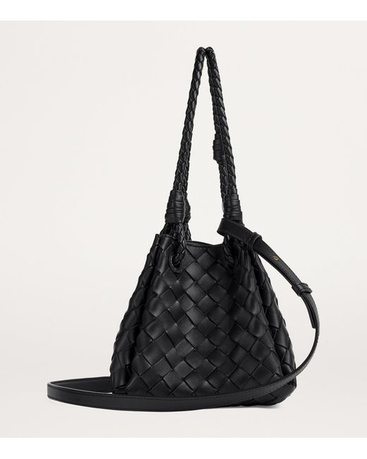 Bottega Veneta Black Small Leather Parachute Shoulder Bag