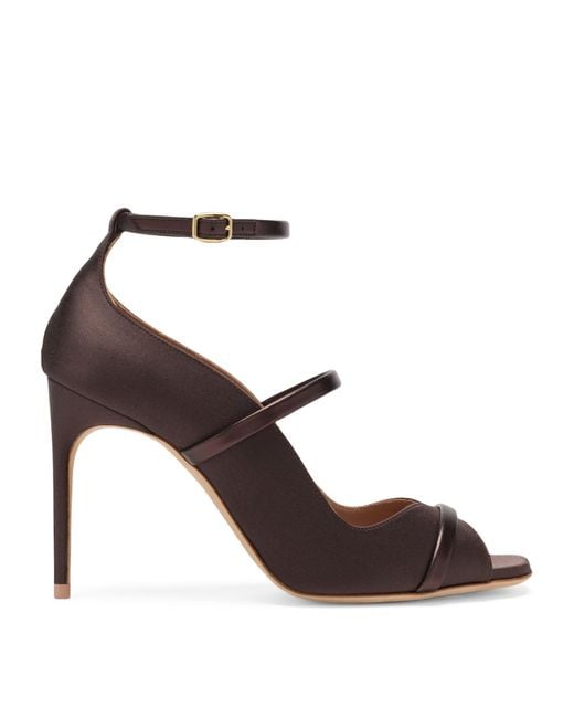 Malone Souliers Brown Satin Cynthia Heeled Sandals 90