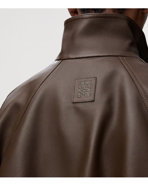 Loewe Brown Calfskin Funnel-Neck Jacket