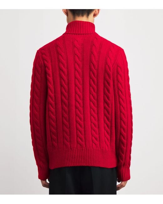 Polo Ralph Lauren Red Wool-Cashmere Rollneck Sweater for men