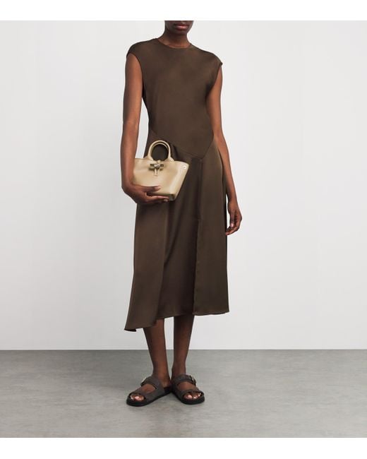 MAX&Co. Brown Satin Flared Midi Dress