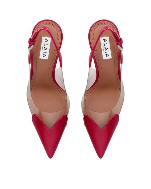 Alaïa Pink Patent Coeur Slingback Pumps 90