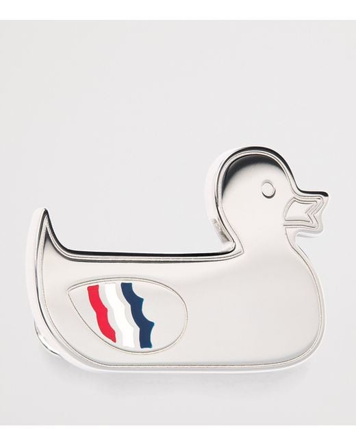 Thom Browne Black Sterling Duck Tie Bar for men