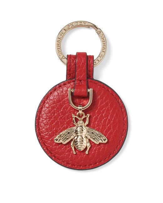 Aspinal Red Leather Bee Keyring