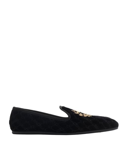 Burberry Black Velvet Quilted Slippers for men