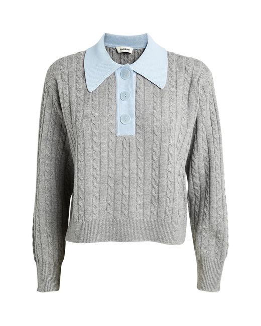 Sandro Gray Cable-knit Cropped Sweater