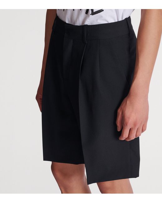 Balmain Black Virgin Wool Pleated Shorts for men