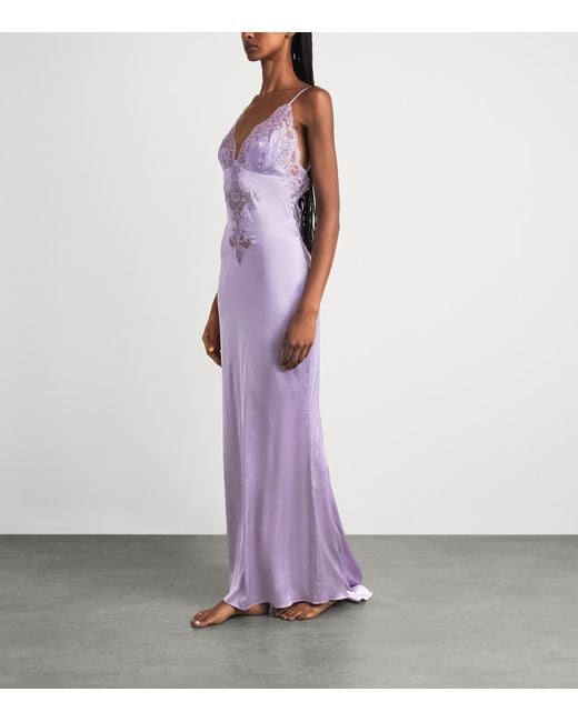 Rosamosario Purple Silk Drusilla Slip Dress