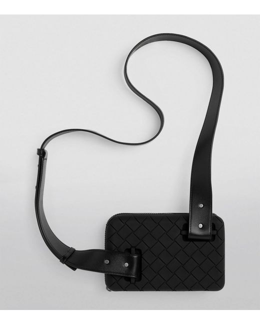 Bottega Veneta Black Rubber Intreccio Cross-body Bag for men