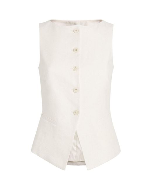 Eleventy White Linen-Blend Waistcoat