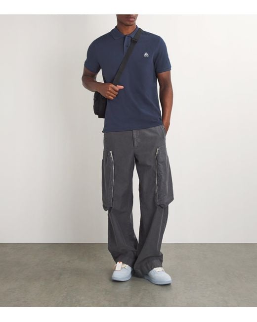 Moose Knuckles Blue Logo Polo Shirt for men