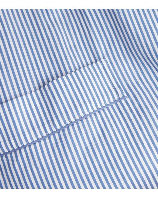 Harrods Blue Cotton Striped Robe for men