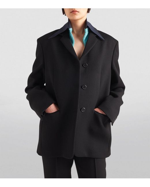 Prada Black Wool Gabardine Single-breasted Jacket