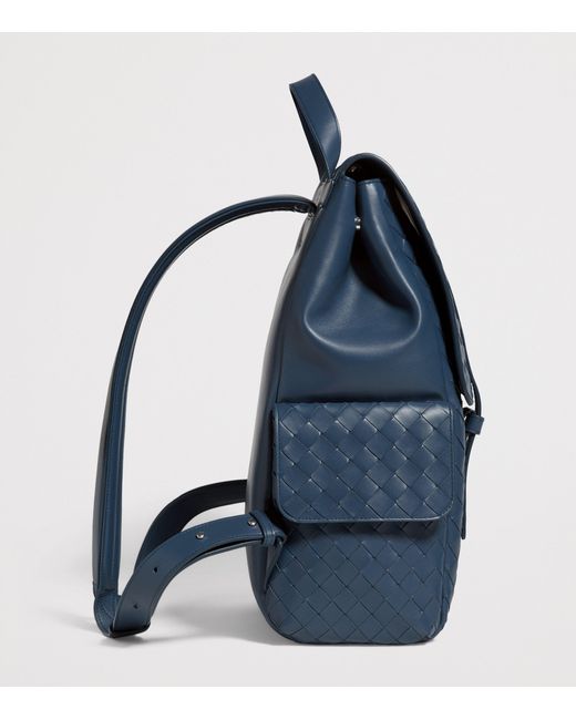 Bottega Veneta Blue Leather Intrecciato Back-To-School Backpack for men