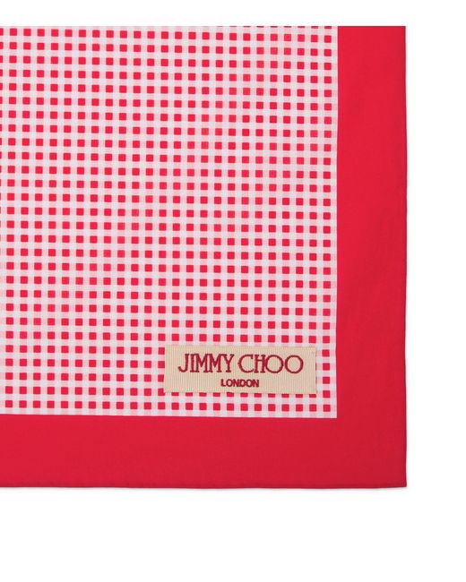 Jimmy Choo Red Cotton Gingham Sula Bandana