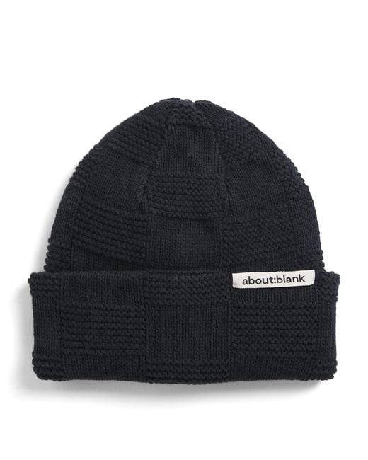 About Blank Black Cotton Knit Chequerboard Beanie for men