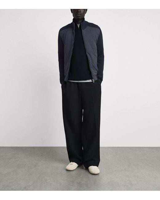 Sease Blue Virgin Wool-Shell Bomber Jacket for men