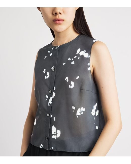 Theory Gray Shell Printed Top