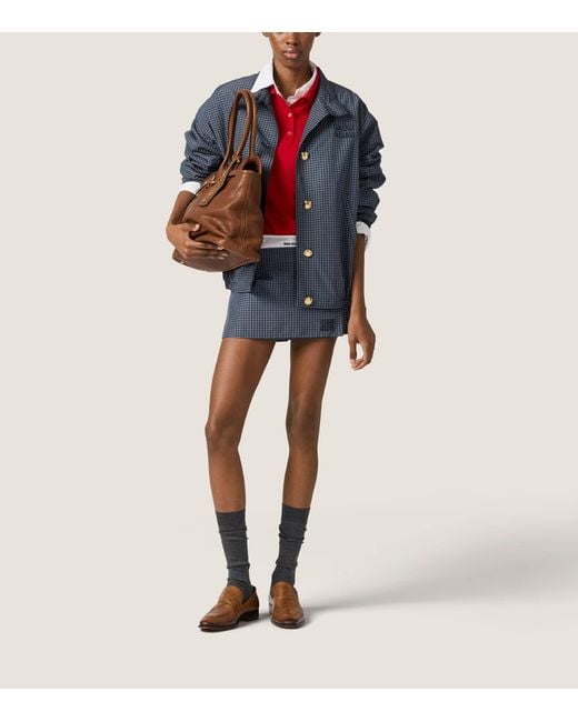 Miu Miu Blue Check Blouson Jacket