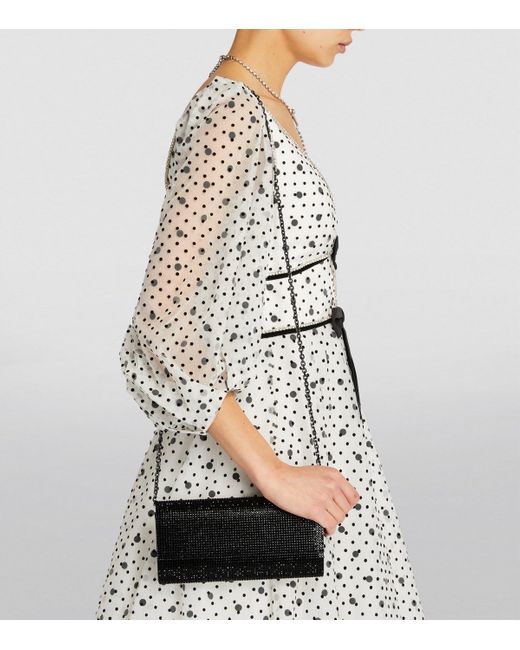 Judith Leiber Black Satin Crystal-Embellished Perry Clutch Bag