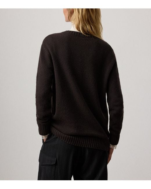 Ralph Lauren Black Cashmere Fall Polo Bear Sweater