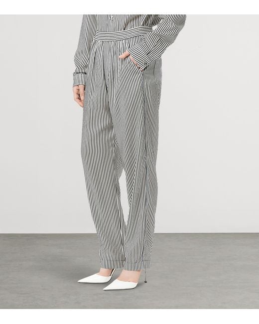 Tom Ford Gray Silk Striped Trousers