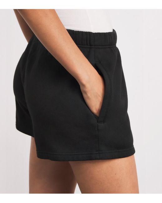Skims Black Cotton-Blend Fleece Shorts