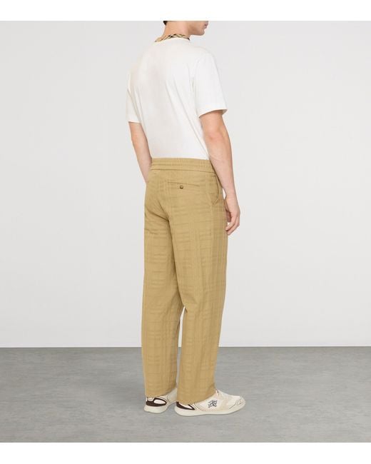 Burberry Natural Cotton Check Trousers for men
