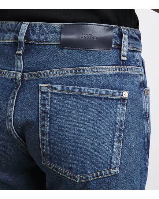 7 For All Mankind Blue Calie Mid-Rise Straight Jeans