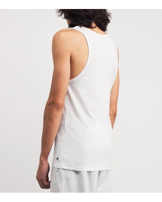 Calvin Klein White Stretch Cotton-Blend Vests for men