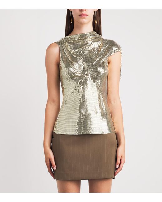 Rabanne Metallic Chainmail Draped Blouse