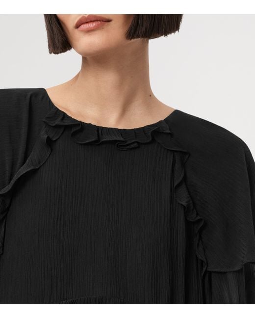 AllSaints Black Ruffled Lissie Mini Dress