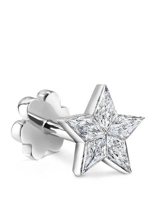 Maria Tash White Invisible Set Diamond Star Threaded Stud Earring