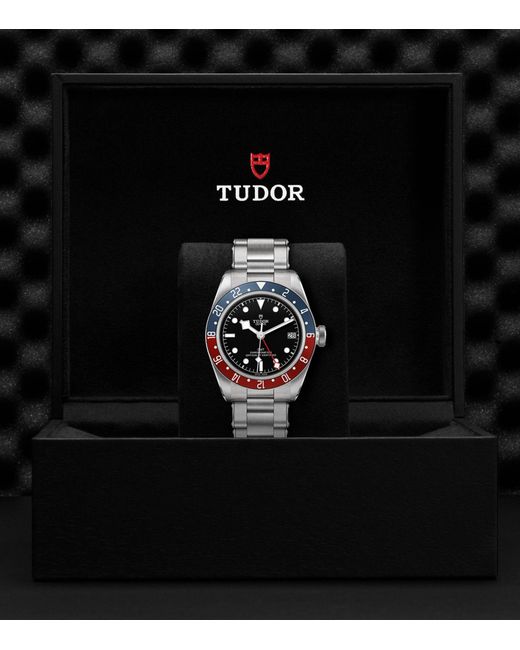 Tudor Metallic Black Bay Gmt Stainless Steel Watch 41mm for men