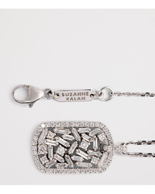Suzanne Kalan Metallic And Diamond Medium Dog Tag Pendant Necklace